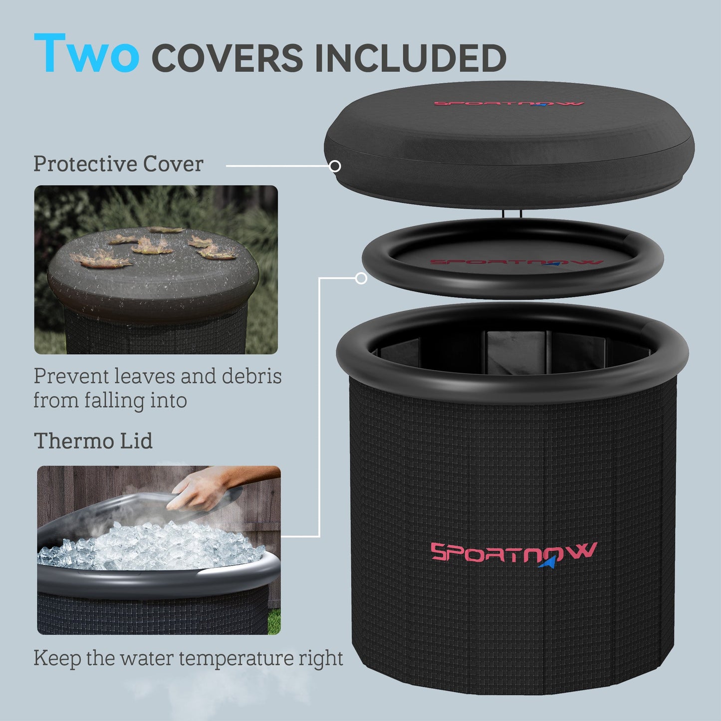 CryoPeak 300L Portable Ice Bath with Lid and Carry Bag